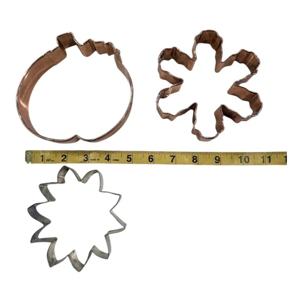 Copper and Stainless Steel‎ Holiday Cookie Cutters Set Pumpkin Snowflake Flower